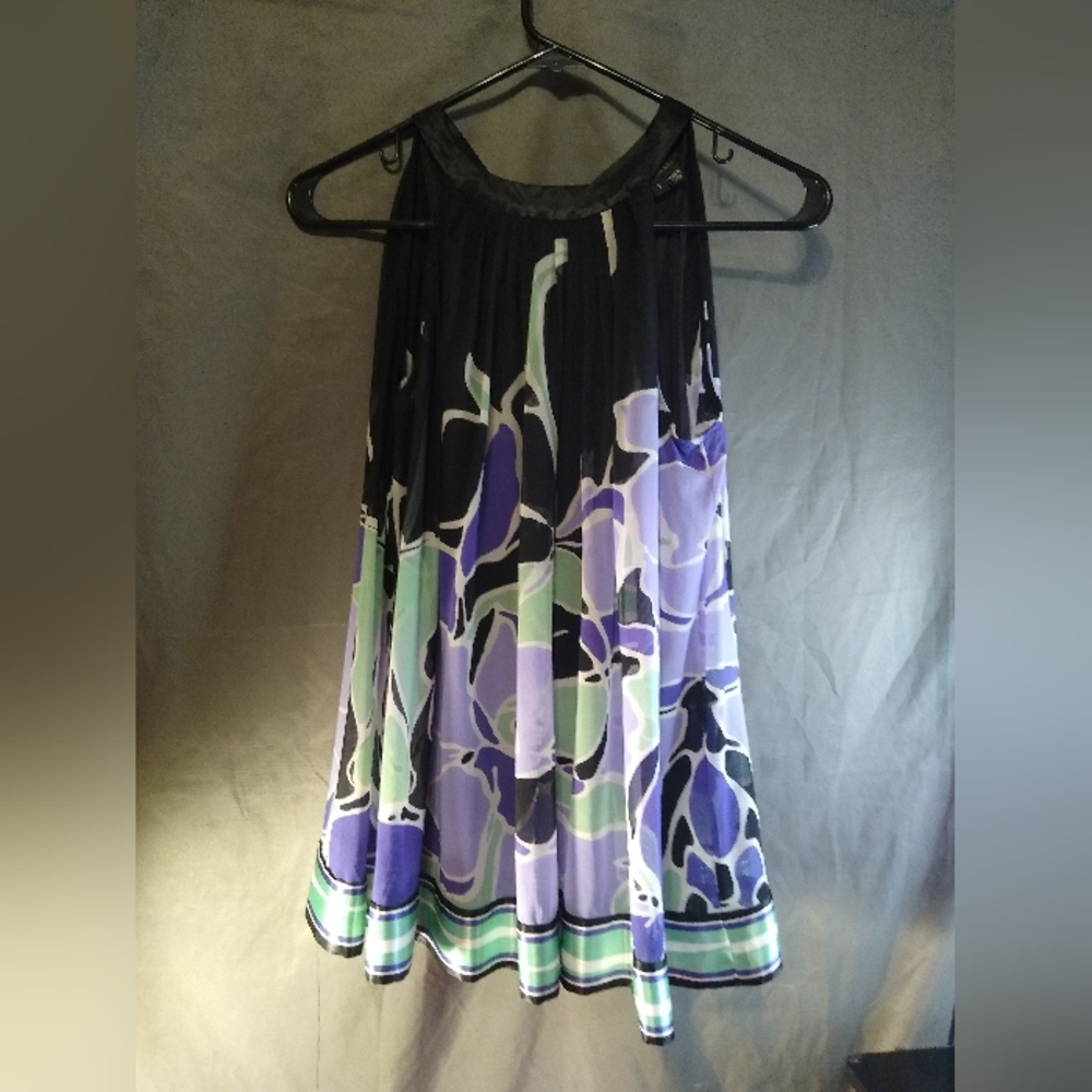 Nicole By Nicole Miller Halter Top with Purple Floral Pattern